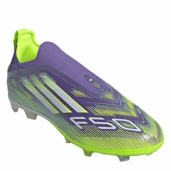 Adidas F50 Laceless Childrens Firm Ground Football Boots Лилаво/Бяло 