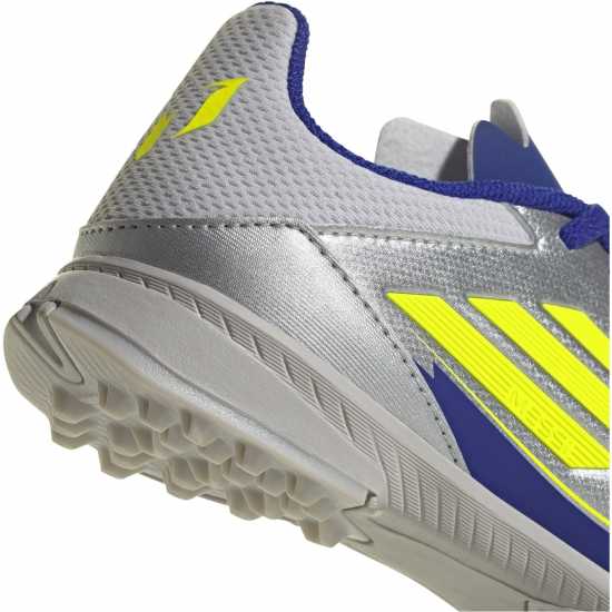 Adidas F50 League Childrens Astro Turf Football Boots Сребро/Синьо Детски футболни бутонки