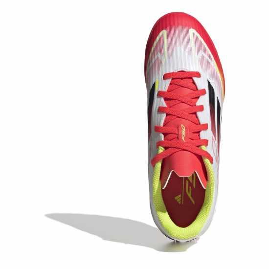 Adidas F50 League Childrens Astro Turf Football Boots Бяло/Червено Детски футболни бутонки
