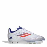 Adidas F50 Club Childrens Firm Ground Football Boots Бяло/Червено/Синьо Детски футболни бутонки