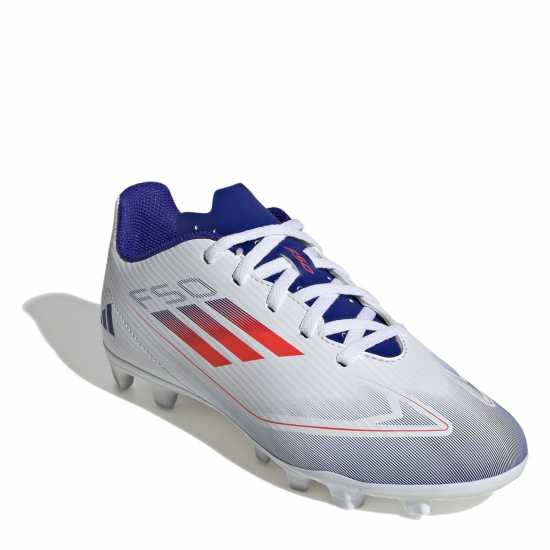 Adidas F50 Club Childrens Firm Ground Football Boots Бяло/Червено/Синьо Adidas F50 Club Childrens Firm Ground Football Boots Бяло/Червено/Синьо