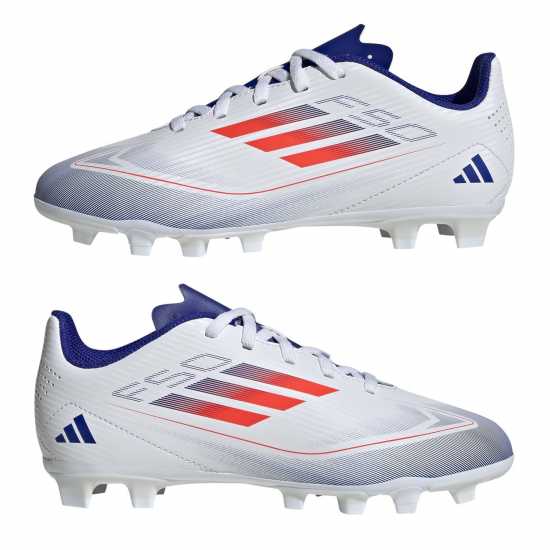 Adidas F50 Club Childrens Firm Ground Football Boots Бяло/Червено/Синьо Adidas F50 Club Childrens Firm Ground Football Boots Бяло/Червено/Синьо