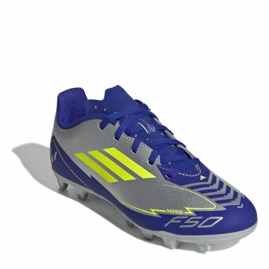 Детски футболни бутонки Adidas F50 Club Childrens Firm Ground Football Boots Сребро/Синьо Adidas F50 Club Childrens Firm Ground Football Boots Сребро/Синьо Детски футболни бутонки