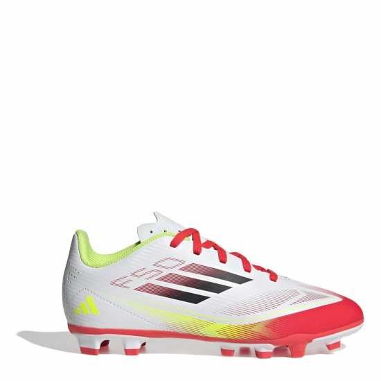 Adidas F50 Club Childrens Firm Ground Football Boots Бяло/Червено Детски футболни бутонки