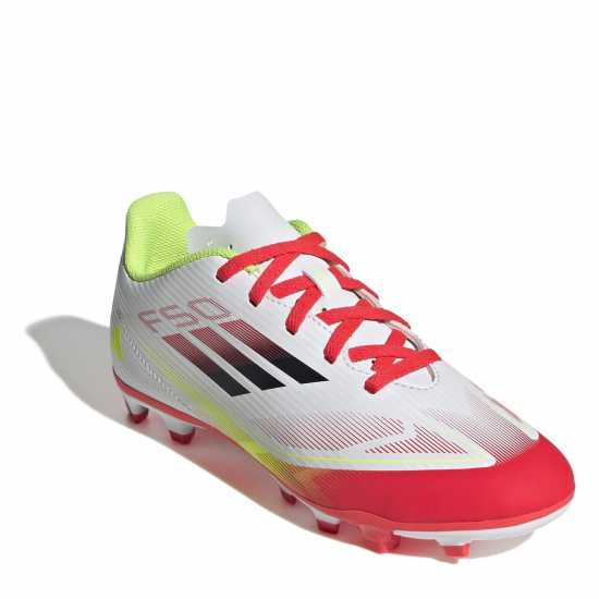 Adidas F50 Club Childrens Firm Ground Football Boots Бяло/Червено Детски футболни бутонки