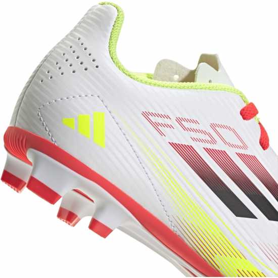 Adidas F50 Club Childrens Firm Ground Football Boots Бяло/Червено Детски футболни бутонки