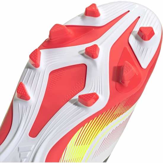 Adidas F50 Club Childrens Firm Ground Football Boots Бяло/Червено Детски футболни бутонки