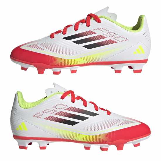 Adidas F50 Club Childrens Firm Ground Football Boots Бяло/Червено Детски футболни бутонки