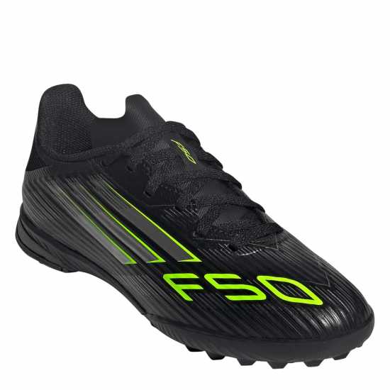 Adidas F50 League Childrens Astro Turf Football Boots Black/Lemon Детски футболни бутонки