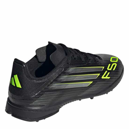 Adidas F50 League Childrens Astro Turf Football Boots Black/Lemon Детски футболни бутонки