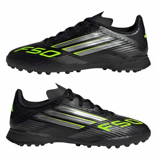 Adidas F50 League Childrens Astro Turf Football Boots Black/Lemon Детски футболни бутонки
