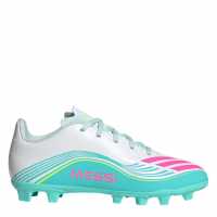 Adidas F50 Club Childrens Firm Ground Football Boots Wht/Pink/Blue 