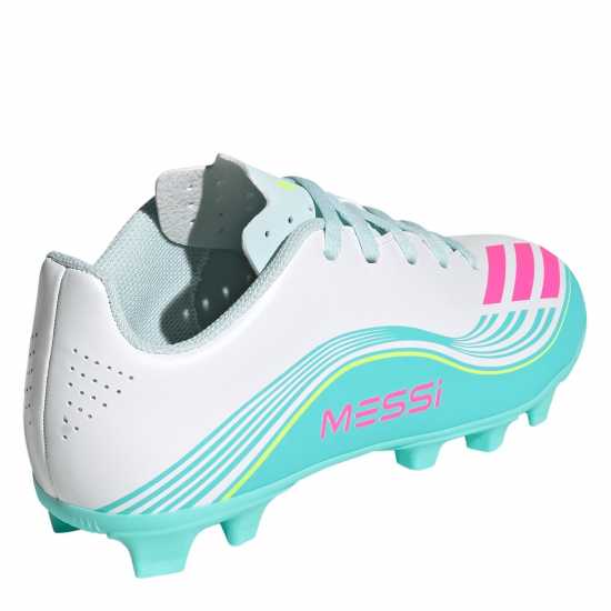 Adidas F50 Club Childrens Firm Ground Football Boots Wht/Pink/Blue 