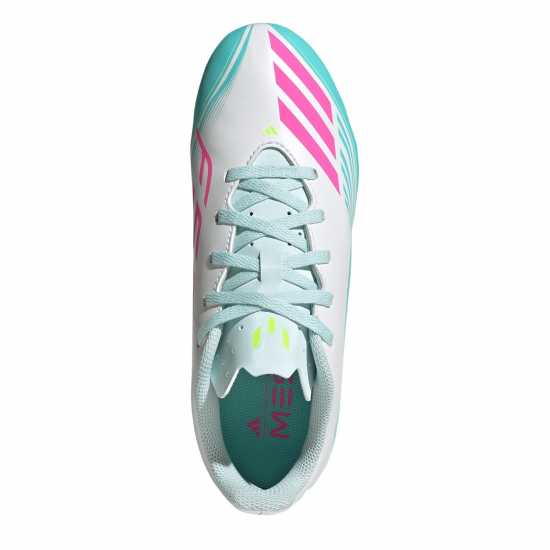 Adidas F50 Club Childrens Firm Ground Football Boots Wht/Pink/Blue 