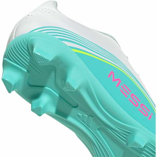 Adidas F50 Club Childrens Firm Ground Football Boots Wht/Pink/Blue 