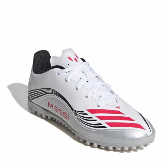 Adidas F50 Club Childrens Astro Turf Football Boots Бяло/Червено 
