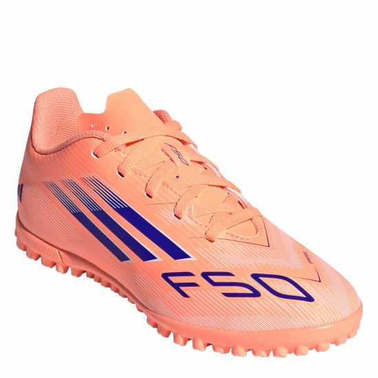 Adidas F50 Club Childrens Astro Turf Football Boots Оранжево/Синьо 