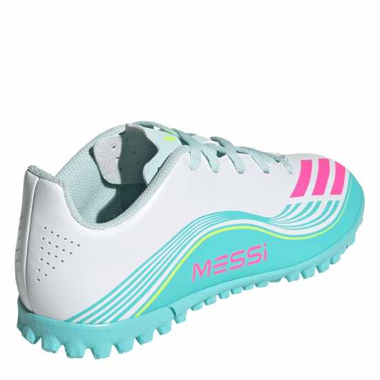 Adidas F50 Club Childrens Astro Turf Football Boots Wht/Pink/Blue 