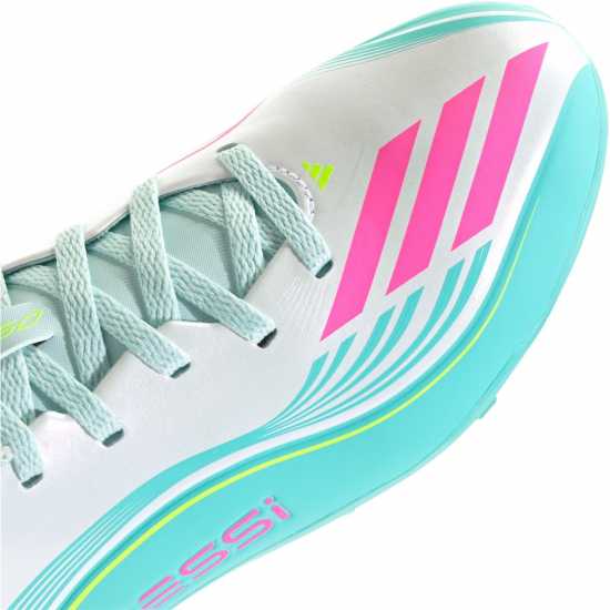 Adidas F50 Club Childrens Astro Turf Football Boots Wht/Pink/Blue 
