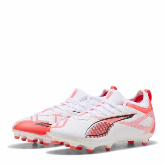 Puma Ultra 5 Match Volume Up Firm Ground Football Boots Childrens Бяло/Червено Puma Ultra 5 Match Volume Up Firm Ground Football Boots Childrens Бяло/Червено