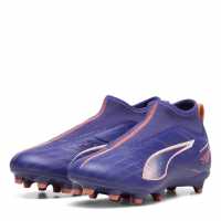Puma Ultra Match+ Laceless Junior Firm Ground Football Boot Лилаво/Бяло/Оранжево 