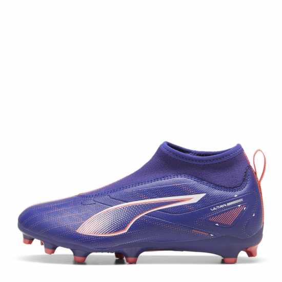Puma Ultra Match+ Laceless Junior Firm Ground Football Boot Лилаво/Бяло/Оранжево 