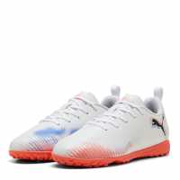 Puma Future 8 Play Childrens Astro Turf Football Boots White/Black/Red Детски футболни бутонки