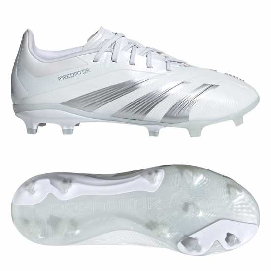 Детски футболни бутонки Adidas Predator 24 Elite Children Firm Ground Football Boots Бяло/сребро Adidas Predator 24 Elite Children Firm Ground Football Boots Бяло/сребро Детски футболни бутонки