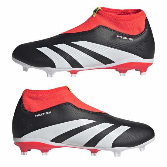 Adidas Predator 24 League Laceless Childrens Firm Ground Football Boots Black/White/Red Детски футболни бутонки