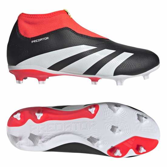 Adidas Predator 24 League Laceless Childrens Firm Ground Football Boots Black/White/Red Детски футболни бутонки