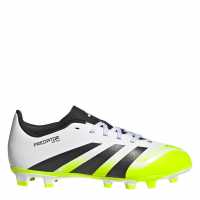Adidas Predator Club Childrens Firm Ground Football Boots White/Blk/Lemon Детски футболни бутонки