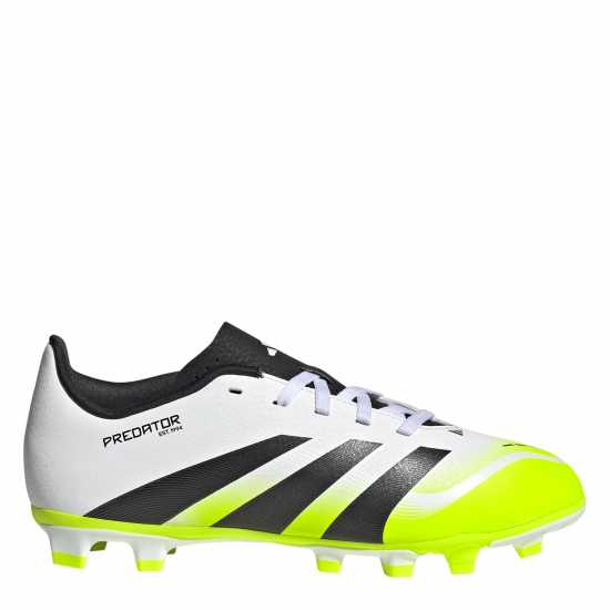 Adidas Predator Club Childrens Firm Ground Football Boots White/Blk/Lemon Детски футболни бутонки