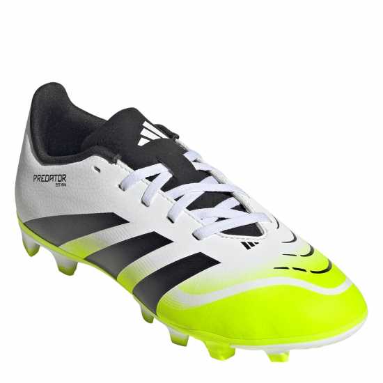 Adidas Predator Club Childrens Firm Ground Football Boots White/Blk/Lemon Детски футболни бутонки