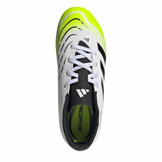 Adidas Predator Club Childrens Firm Ground Football Boots White/Blk/Lemon Детски футболни бутонки