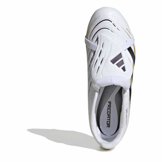 Adidas Predator League Fold-Over Tongue Childrens Firm Ground Football Boots White/Blk/Gold Adidas Predator League Fold-Over Tongue Childrens Firm Ground Football Boots White/Blk/Gold