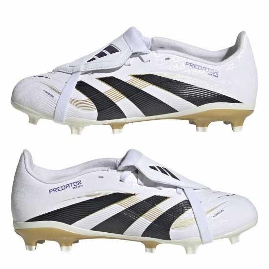 Adidas Predator League Fold-Over Tongue Childrens Firm Ground Football Boots White/Blk/Gold Adidas Predator League Fold-Over Tongue Childrens Firm Ground Football Boots White/Blk/Gold