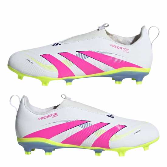 Adidas Predator 3 Childrens Laceless Firm Ground Football Boots Бяло/Розово Adidas Predator 3 Childrens Laceless Firm Ground Football Boots Бяло/Розово