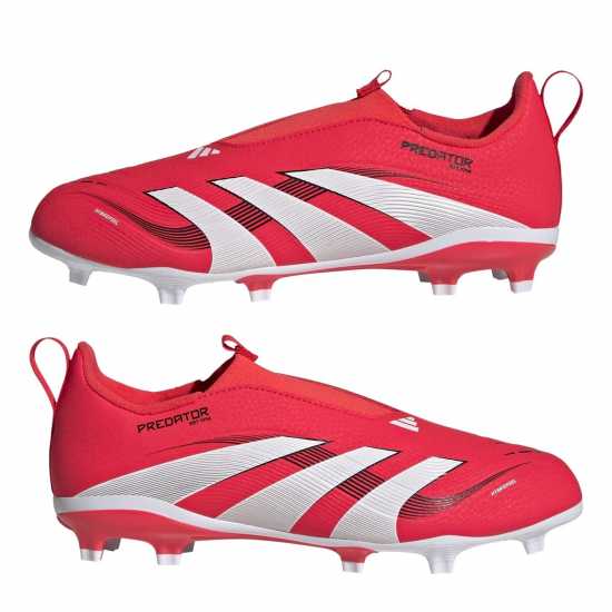 Adidas Predator 3 Childrens Laceless Firm Ground Football Boots Червено/Бяло Детски футболни бутонки