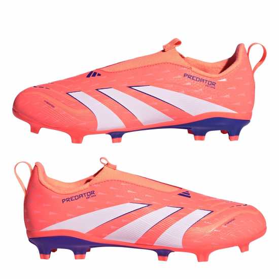 Adidas Predator 3 Childrens Laceless Firm Ground Football Boots Оранжево/Бяло 
