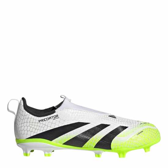 Adidas Predator 3 Childrens Laceless Firm Ground Football Boots White/Blk/Lemon Детски футболни бутонки