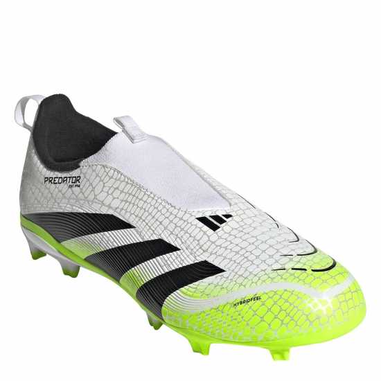Adidas Predator 3 Childrens Laceless Firm Ground Football Boots White/Blk/Lemon Детски футболни бутонки