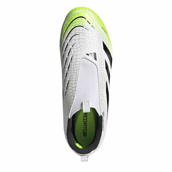 Adidas Predator 3 Childrens Laceless Firm Ground Football Boots White/Blk/Lemon Детски футболни бутонки