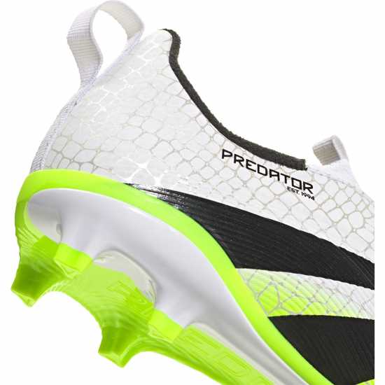 Adidas Predator 3 Childrens Laceless Firm Ground Football Boots White/Blk/Lemon Детски футболни бутонки