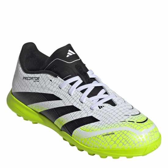 Adidas Predator Childrens Astro Turf Football Boots White/Blk/Lemon Детски футболни бутонки