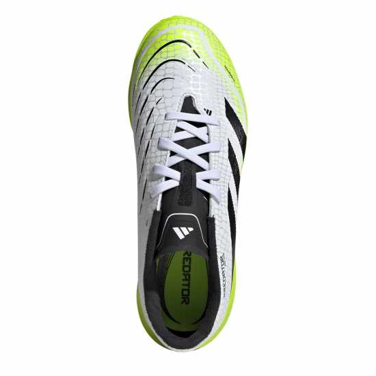 Adidas Predator Childrens Astro Turf Football Boots White/Blk/Lemon Детски футболни бутонки