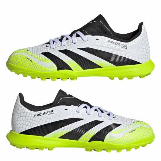Adidas Predator Childrens Astro Turf Football Boots White/Blk/Lemon Детски футболни бутонки
