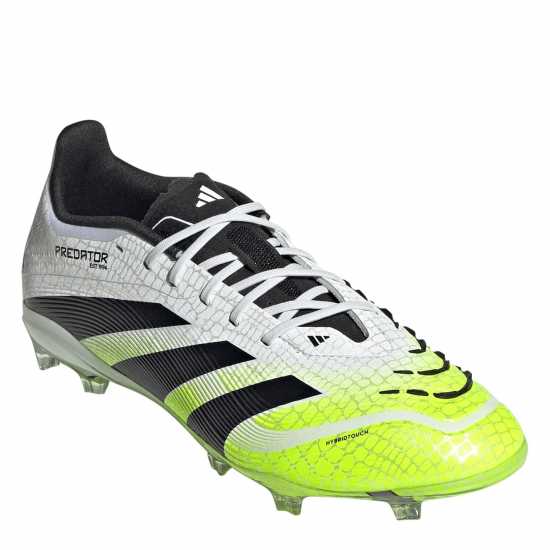 Adidas Predator Elite Childrens Firm Ground Football Boots White/Blk/Lemon Детски футболни бутонки