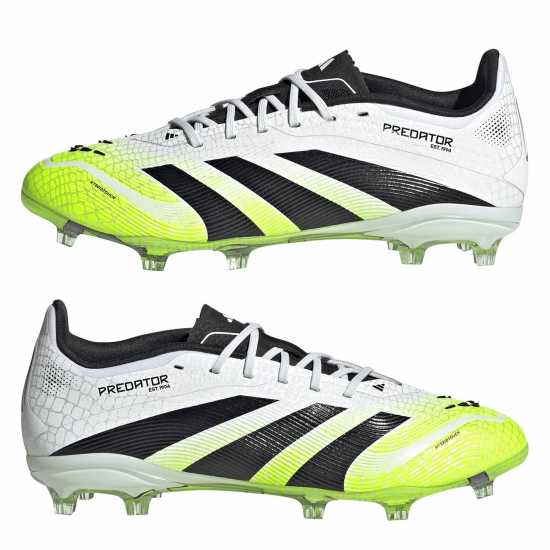 Adidas Predator Elite Childrens Firm Ground Football Boots White/Blk/Lemon Детски футболни бутонки
