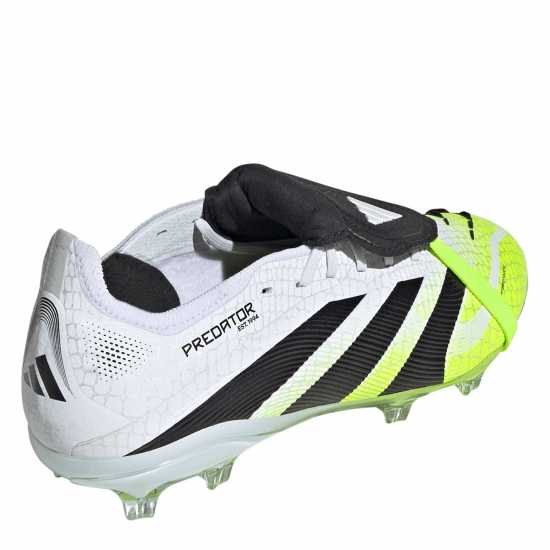 Adidas Predator Elite Fold-Over Tongue Childrens Firm Ground Football Boots White/Blk/Lemon Детски футболни бутонки