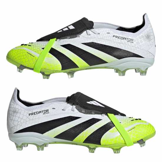 Adidas Predator Elite Fold-Over Tongue Childrens Firm Ground Football Boots White/Blk/Lemon Детски футболни бутонки